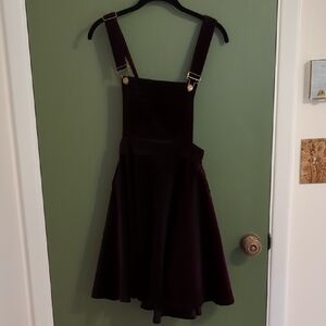 Unique Vintage Burgundy Corduroy Brionne Pinafore Dress -  Size XL/14